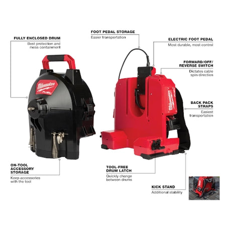 Milwaukee M18 FUEL™ SWITCH PACK™ Sectional Drum Machine with 1/2” Cable