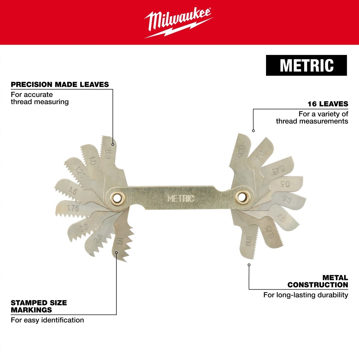 0.35 - 3.00 mm Metric Thread Pitch Gauge - AAA Industrial Supply