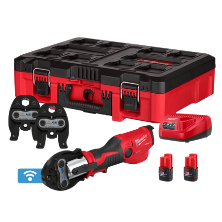 Milwaukee M12™ FORCE LOGIC™ Press Tool Kit w/ ONE KEY™ with 3/8", 3/4", & 7/8" ZoomLock MAX® & >B< MaxiPro® Press Jaws