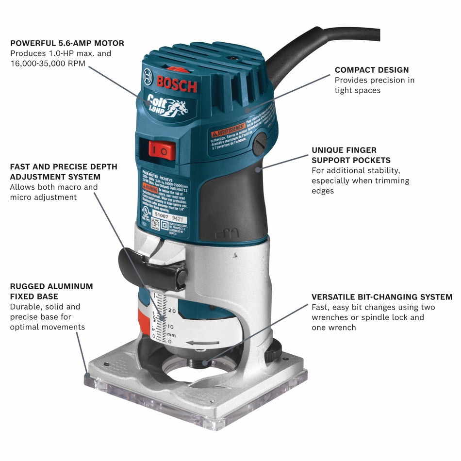 Bosch Colt™ Electronic Variable-Speed Palm Router