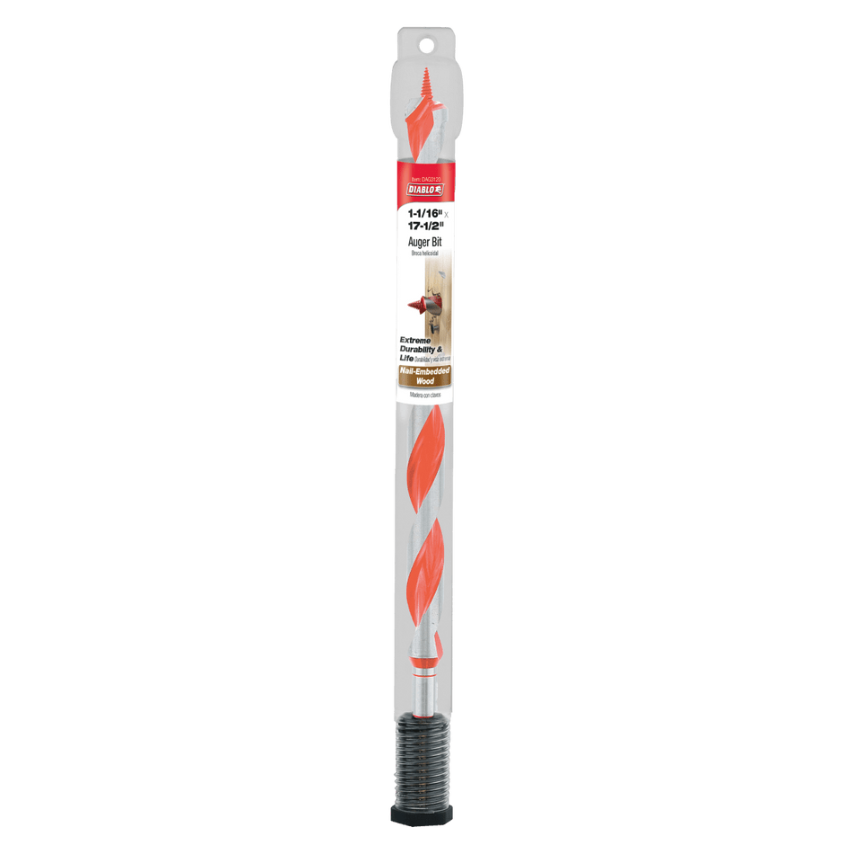 1 - 1/16" x 17 - 1/2" Auger Bit for Wood & Nail - Embedded Wood - AAA Industrial Supply