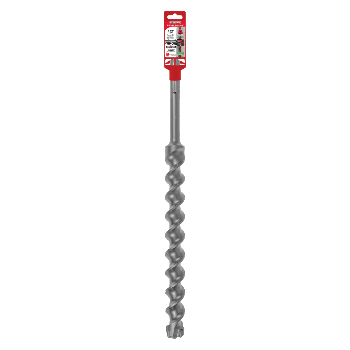 1 - 1/2" x 16" x 21" Rebar Demon™ SDS - Max 4 - Cutter Carbide - Tipped Hammer Drill Bit - AAA Industrial Supply