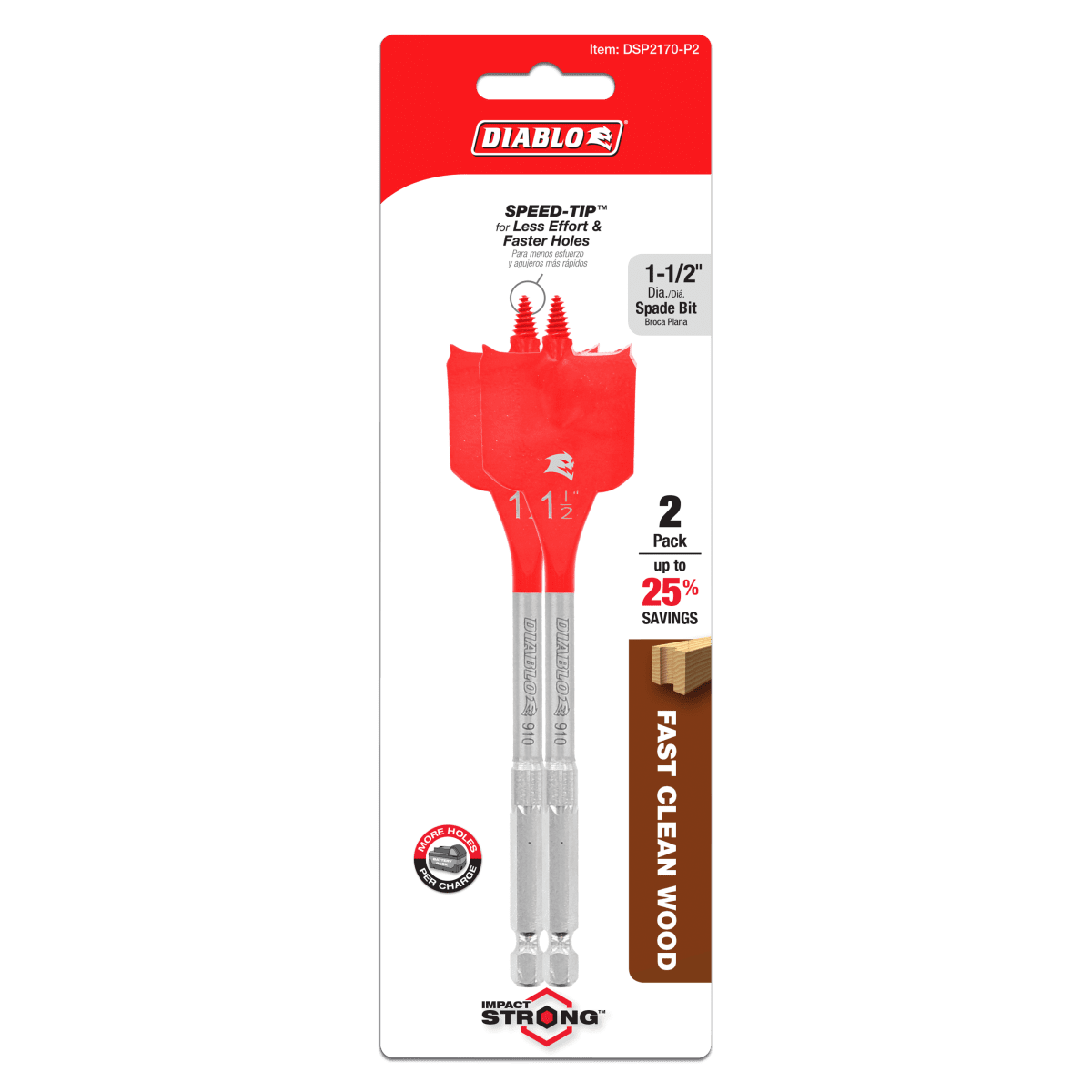 1 - 1/2" x 6" Spade Bits for Wood (2 - pk) - AAA Industrial Supply