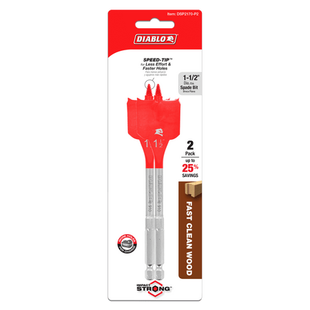 1 - 1/2" x 6" Spade Bits for Wood (2 - pk) - AAA Industrial Supply