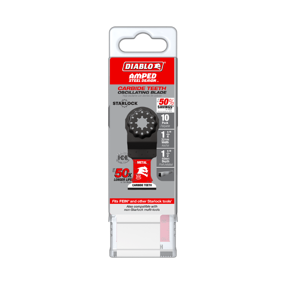 1 - 1/4" AMPED™ Steel Demon™ Starlock Carbide Teeth Oscillating Blades for Metal (10 - pk) - AAA Industrial Supply