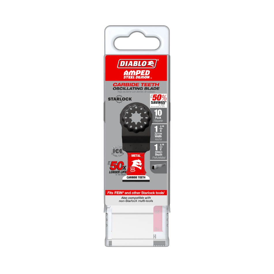 1 - 1/4" AMPED™ Steel Demon™ Starlock Carbide Teeth Oscillating Blades for Metal (10 - pk) - AAA Industrial Supply