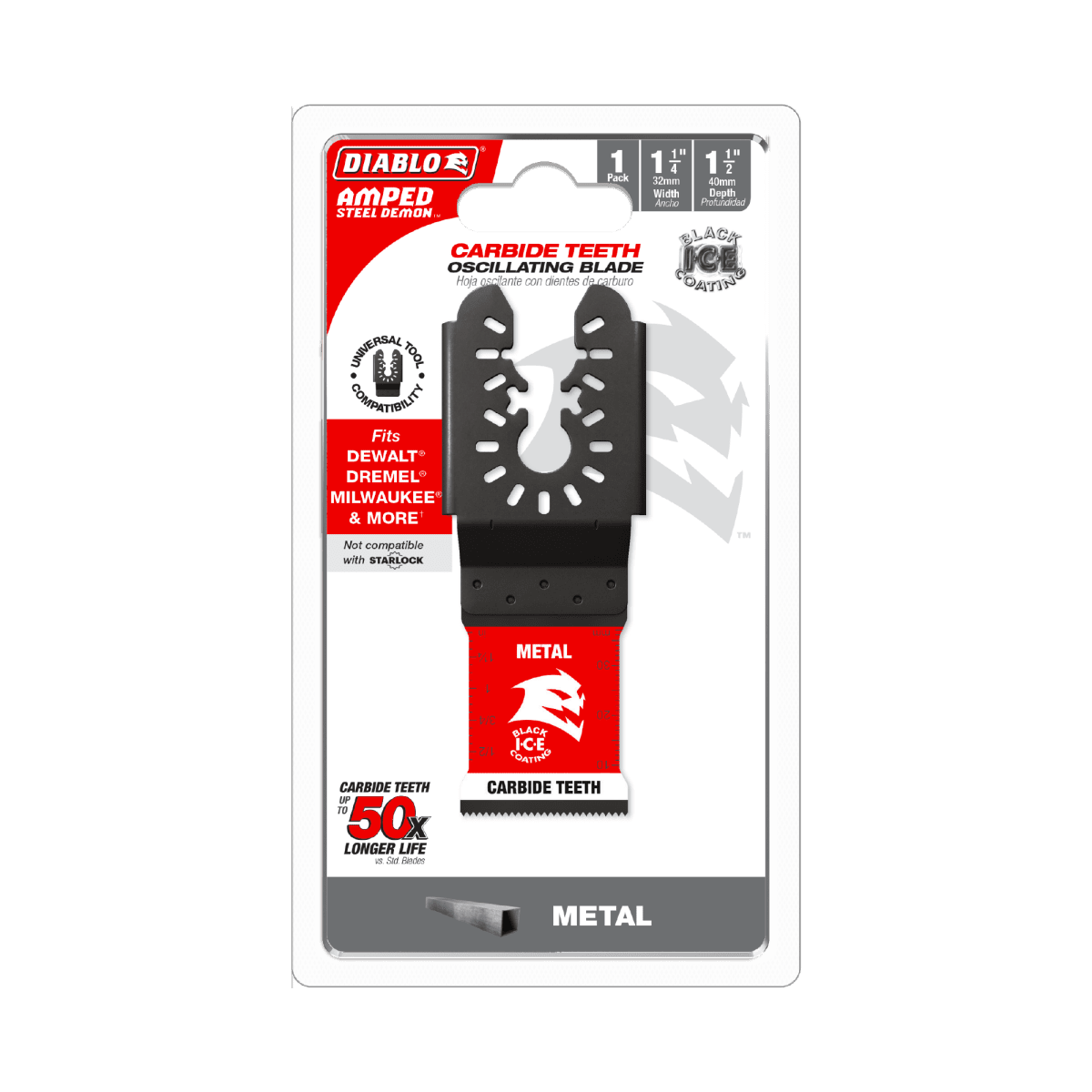 1 - 1/4" AMPED™ Steel Demon™ Universal Fit Carbide Teeth Oscillating Blade for Metal - AAA Industrial Supply