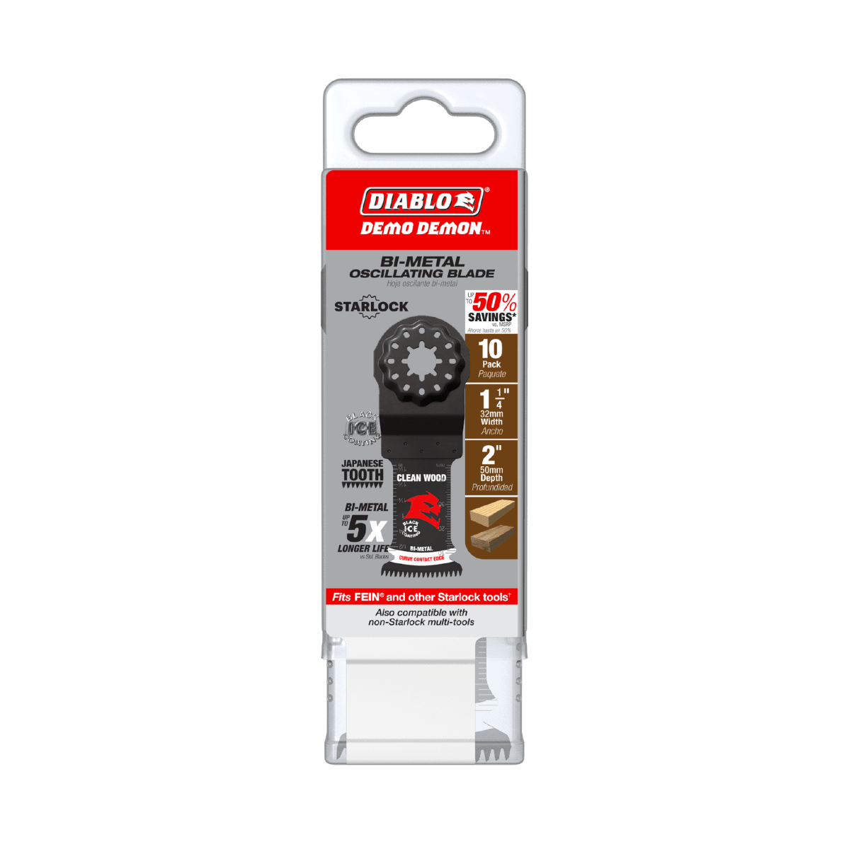 1 - 1/4" Demo Demon™ Starlock Bi - Metal Oscillating Blades for Clean Wood (10 - pk) - AAA Industrial Supply