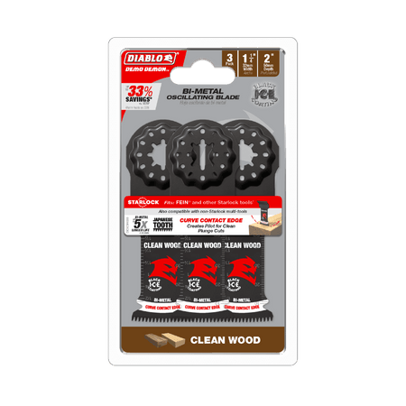 1 - 1/4" Demo Demon™ Starlock Bi - Metal Oscillating Blades for Clean Wood (3 - pk) - AAA Industrial Supply
