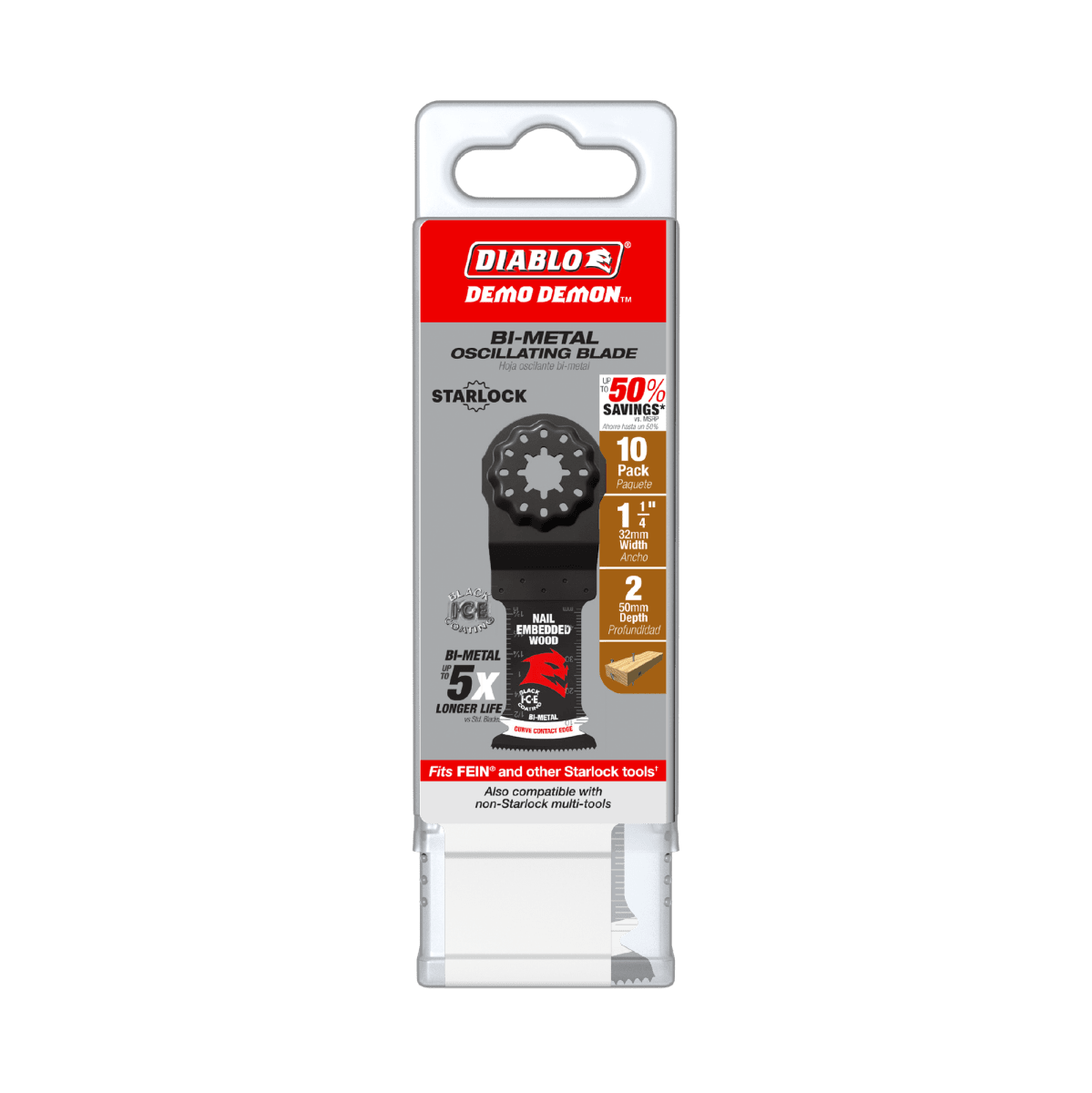 1 - 1/4" Demo Demon™ Starlock Bi - Metal Oscillating Blades for Nail - Embedded Wood (10 - pk) - AAA Industrial Supply
