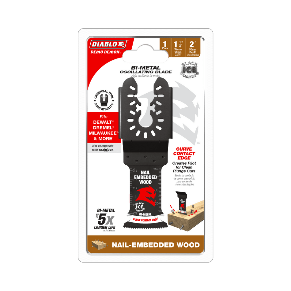 1 - 1/4" Demo Demon™ Universal Fit Bi - Metal Oscillating Blade for Nail - Embedded Wood - AAA Industrial Supply