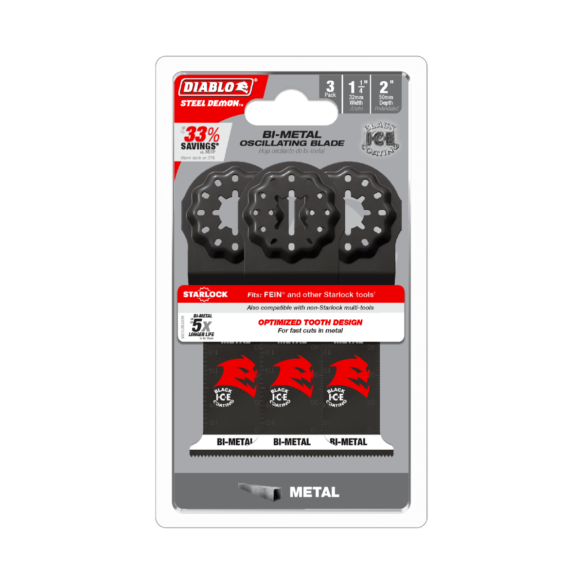 1 - 1/4" Steel Demon™ Starlock Bi - Metal Oscillating Blade for Metal (3 - pk) - AAA Industrial Supply