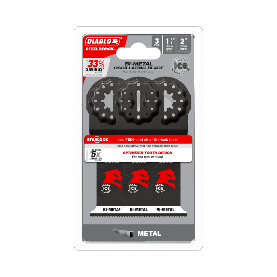 1 - 1/4" Steel Demon™ Starlock Bi - Metal Oscillating Blade for Metal (3 - pk) - AAA Industrial Supply
