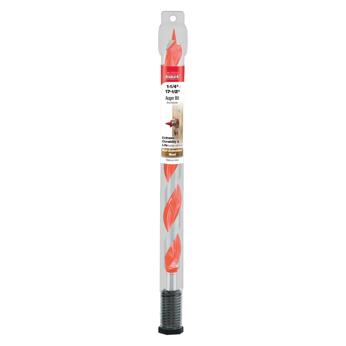 1 - 1/4" x 17 - 1/2" Auger Bit for Wood & Nail - Embedded Wood - AAA Industrial Supply