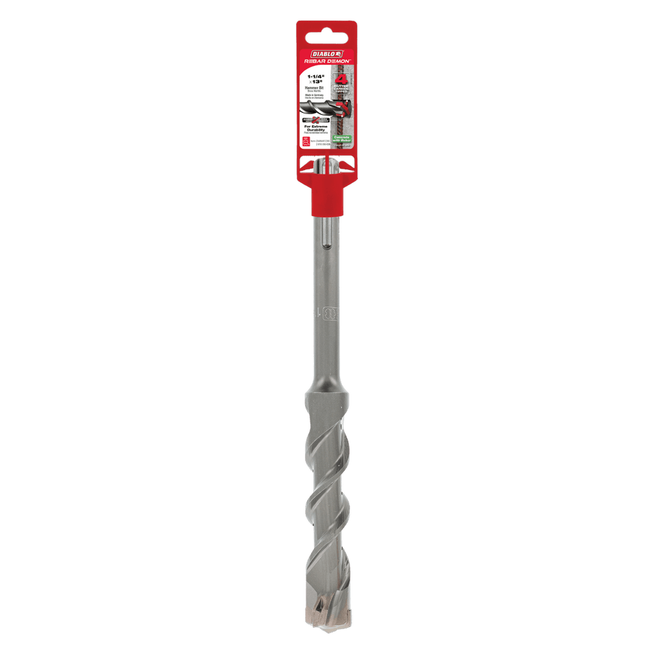 1 - 1/4" x 8" x 13" Rebar Demon™ SDS - Max 4 - Cutter Full Carbide Head Hammer Drill Bit - AAA Industrial Supply