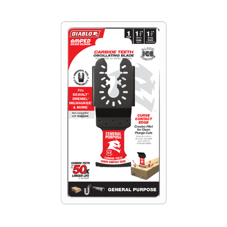 1 - 1/4"(w) x 1 - 1/2"(d) AMPED™ Demo Demon™ Universal Fit Carbide Teeth Oscillating Blade for General Purpose Cuts - AAA Industrial Supply