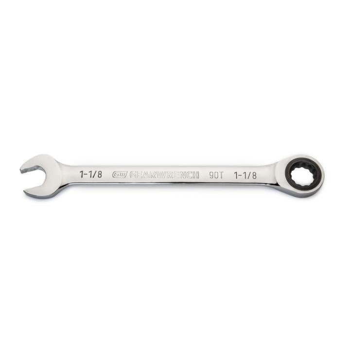 1 - 1/8" 90 - Tooth 12 Point Ratcheting Combination Wrench - AAA Industrial Supply