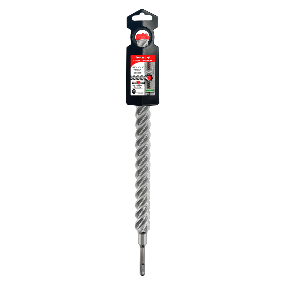 1 - 1/8" x 16" x 18" Rebar Demon™ SDS - Plus 4 - Cutter Full Carbide Head Hammer Drill Bit - AAA Industrial Supply