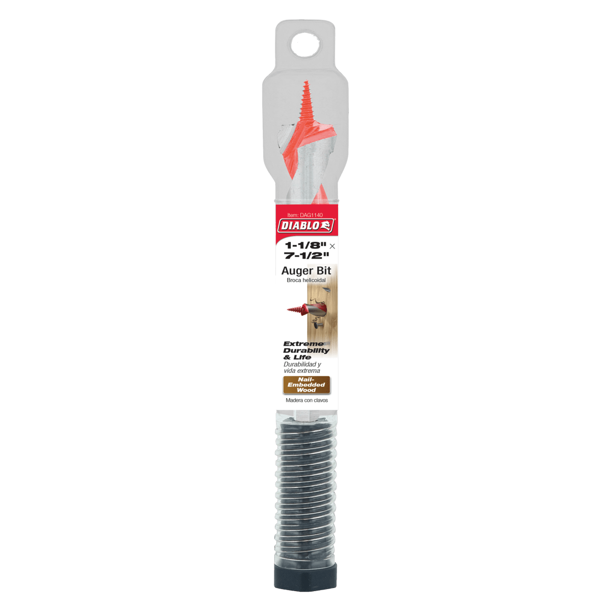 1 - 1/8" x 7 - 1/2" Auger Bit for Wood & Nail - Embedded Wood - AAA Industrial Supply