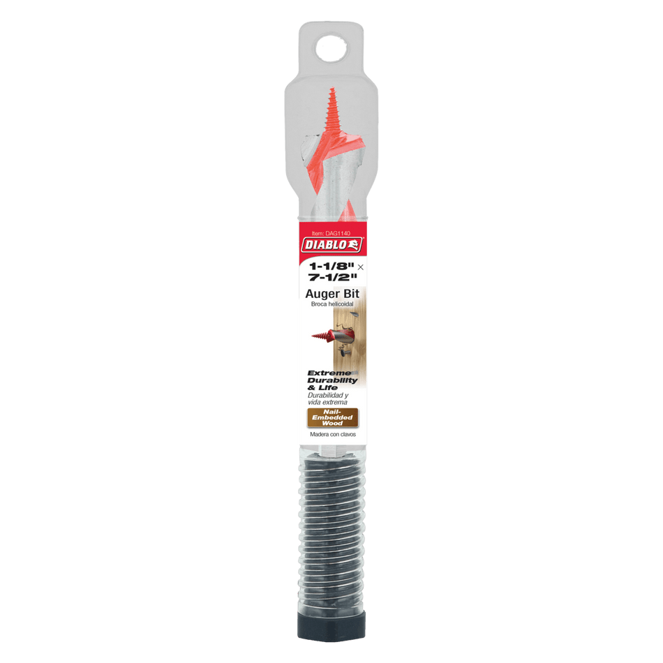 1 - 1/8" x 7 - 1/2" Auger Bit for Wood & Nail - Embedded Wood - AAA Industrial Supply