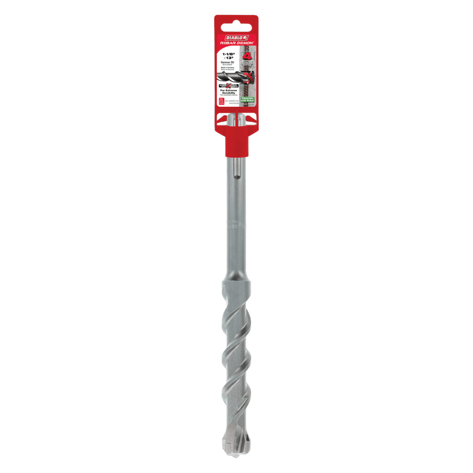 1 - 1/8" x 8" x 13" Rebar Demon™ SDS - Max 4 - Cutter Full Carbide Head Hammer Drill Bit - AAA Industrial Supply