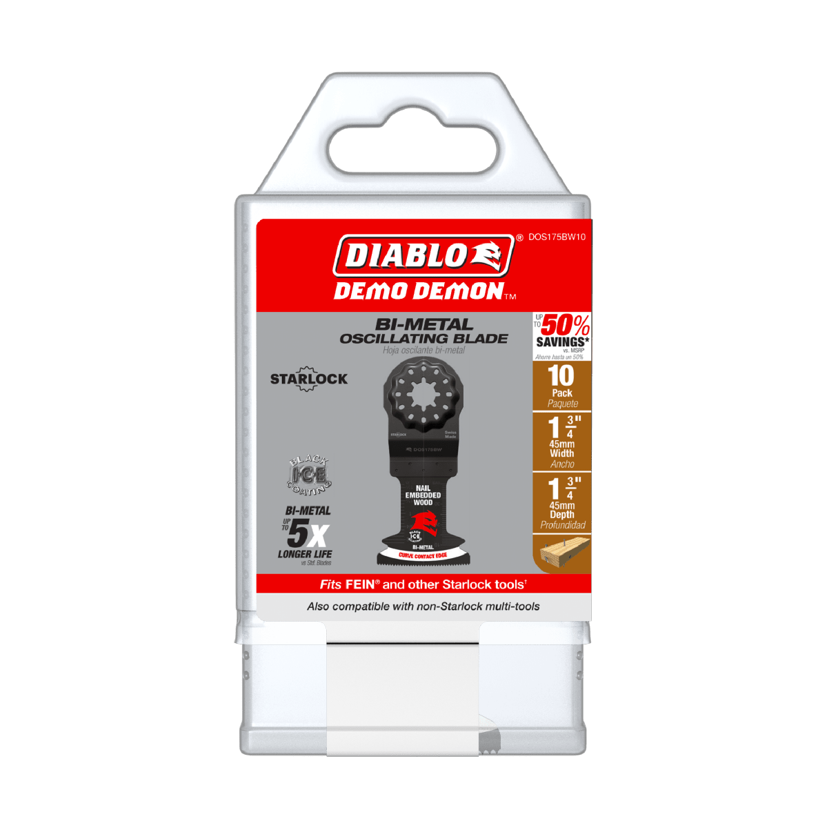 1 - 3/4" Demo Demon™ Starlock Bi - Metal Oscillating Blades for Nail - Embedded Wood (10 - pk) - AAA Industrial Supply