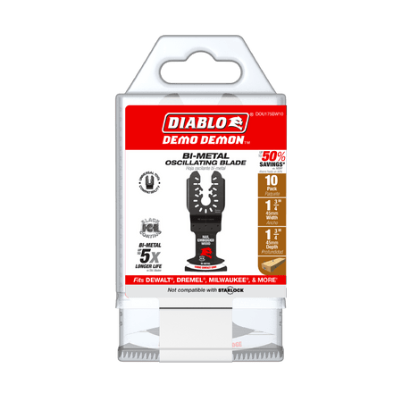 1 - 3/4" Diablo Demo Demon™ Bi - Metal Oscillating Blades for Nail - Embedded Wood (10 - pk) - AAA Industrial Supply