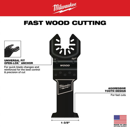 1 - 3/8” High Carbon Steel Wood Universal Fit Oscillating Multi - Tool Blade (1 PK) - AAA Industrial Supply