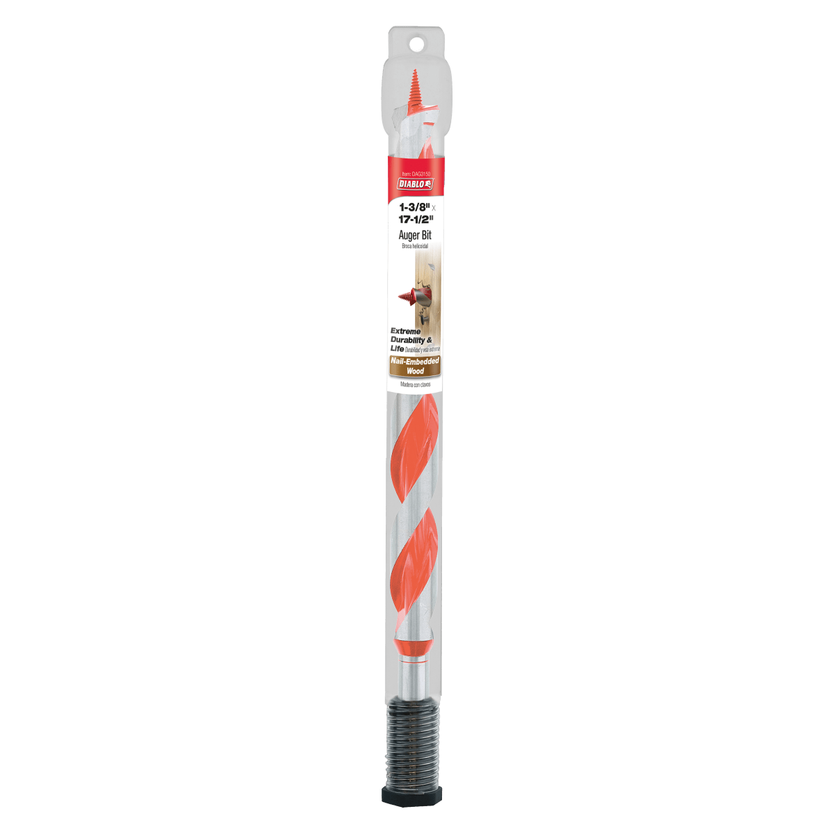 1 - 3/8" x 17 - 1/2" Auger Bit for Wood & Nail - Embedded Wood - AAA Industrial Supply