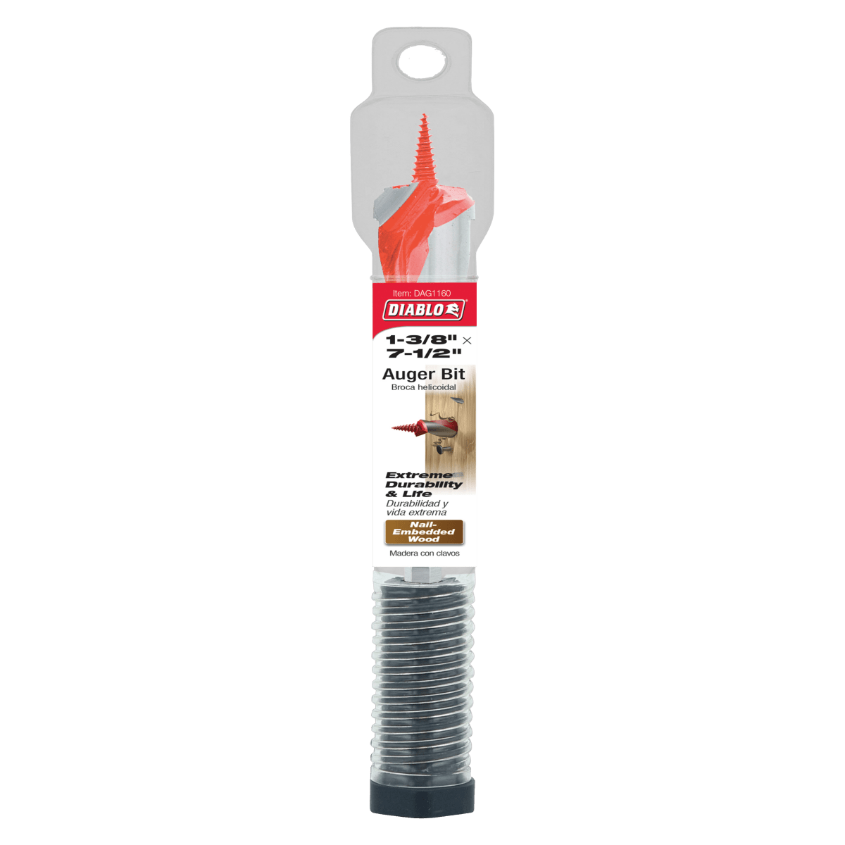 1 - 3/8" x 7 - 1/2" Auger Bit for Wood & Nail - Embedded Wood - AAA Industrial Supply