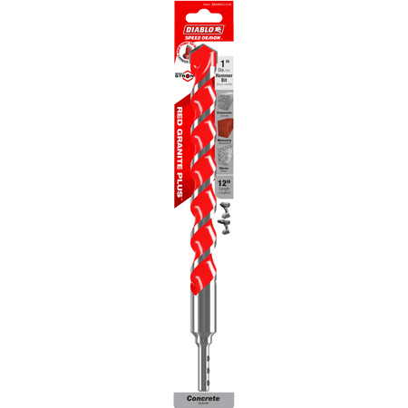 1" x 10" x 12" SPEEDemon™ Red Granite PLUS™ Carbide - Tipped Hammer Drill Bit - AAA Industrial Supply