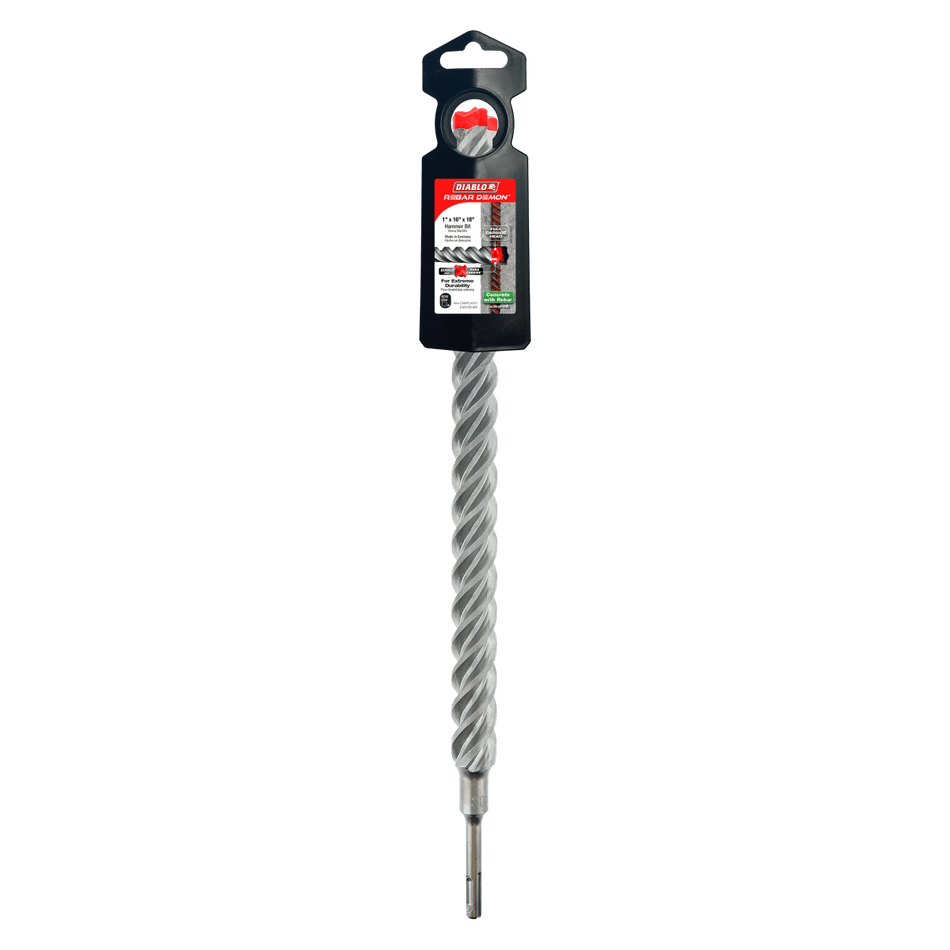 1" x 16" x 18" Rebar Demon™ SDS - Plus 4 - Cutter Full Carbide Head Hammer Drill Bit - AAA Industrial Supply