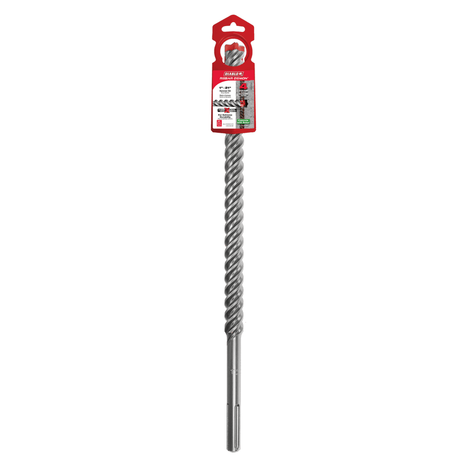 1" x 16" x 21" Rebar Demon™ SDS - Max 4 - Cutter Full Carbide Head Hammer Drill Bit - AAA Industrial Supply