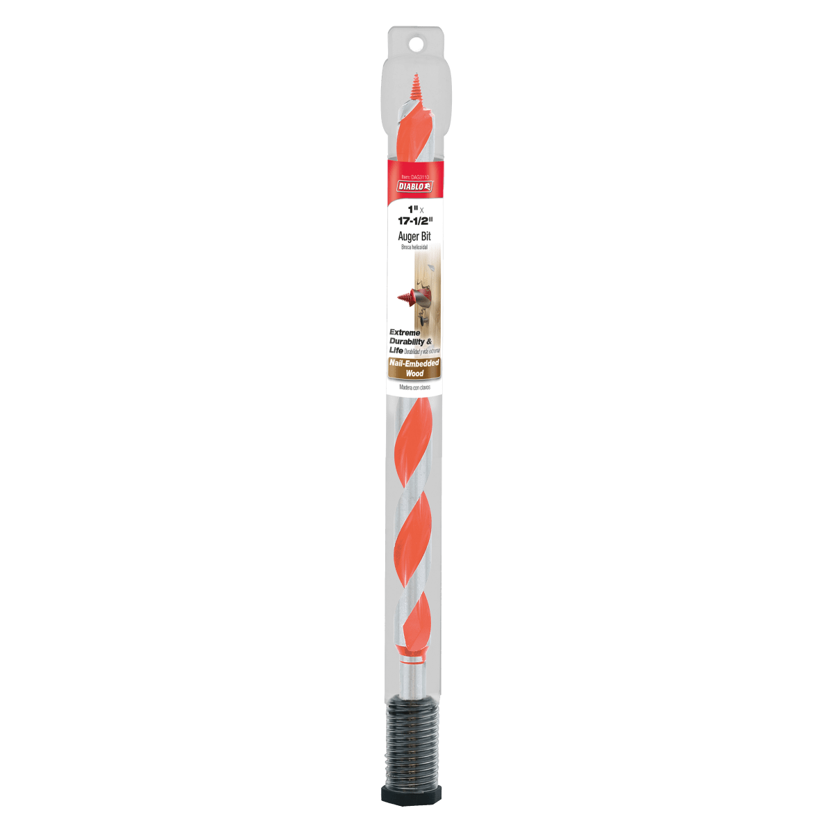 1" x 17 - 1/2" Auger Bit for Wood & Nail - Embedded Wood - AAA Industrial Supply