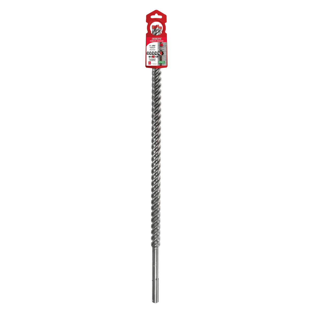 1" x 24" x 29" Rebar Demon™ SDS - Max 4 - Cutter Full Carbide Head Hammer Drill Bit - AAA Industrial Supply
