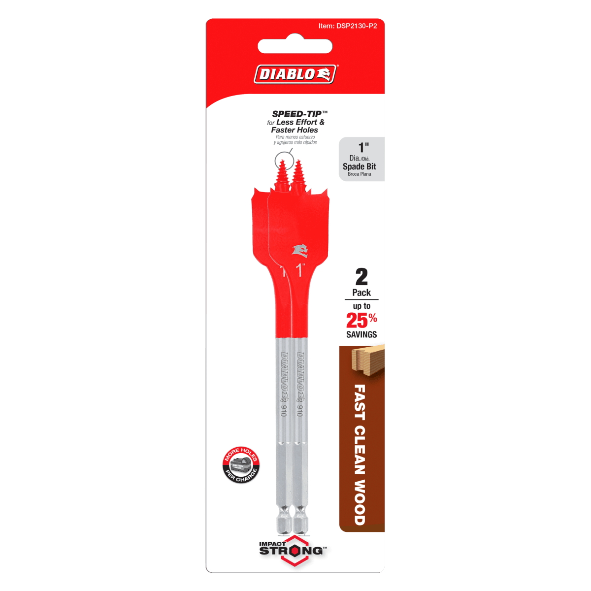 1" x 6" Spade Bits for Wood (2 - pk) - AAA Industrial Supply