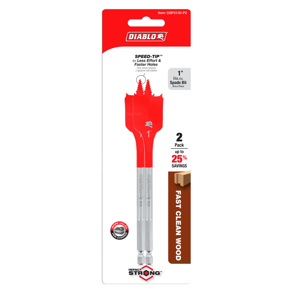 1" x 6" Spade Bits for Wood (2 - pk) - AAA Industrial Supply