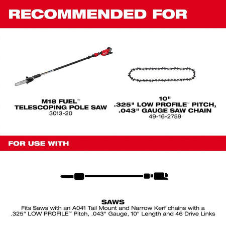 10" .325" LOW PROFILE™ Pitch, .043" Gauge Guide Bar - AAA Industrial Supply