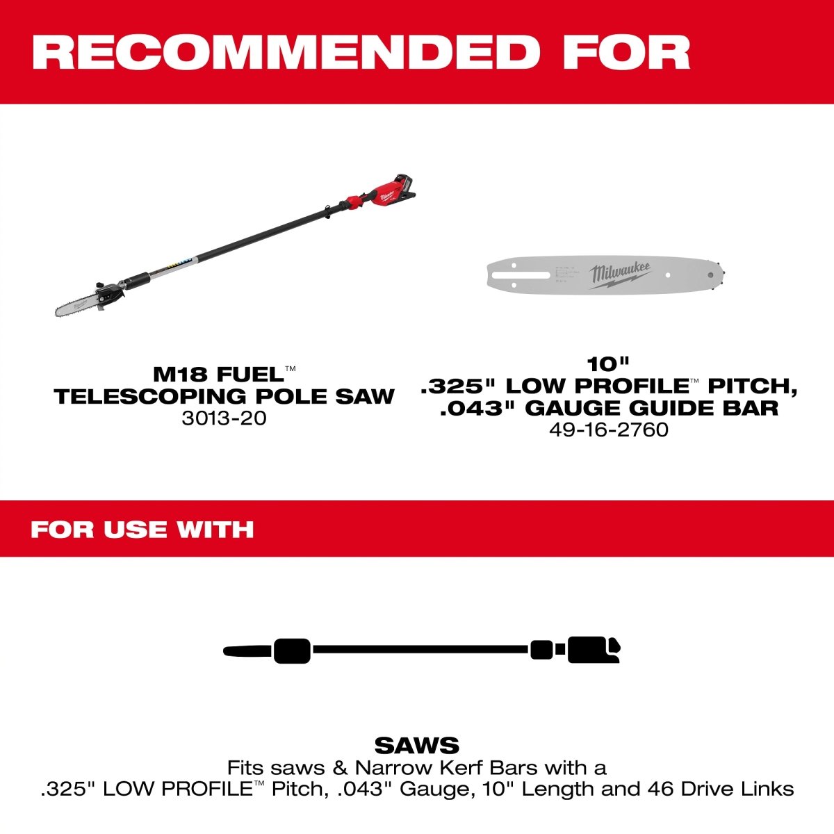 10" .325" LOW PROFILE™ Pitch, .043" Gauge Saw Chain - AAA Industrial Supply