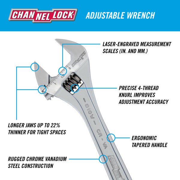 10" Channellock Adjustable Wrench - AAA Industrial Supply