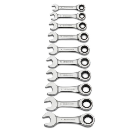 10 Piece 72 - Tooth 12 Point Stubby Ratcheting Combination Metric Wrench Set - AAA Industrial Supply