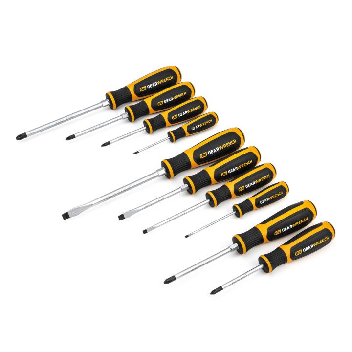 10 Piece Phillips®/Slotted/Pozidriv® Dual Material Screwdriver Set - AAA Industrial Supply