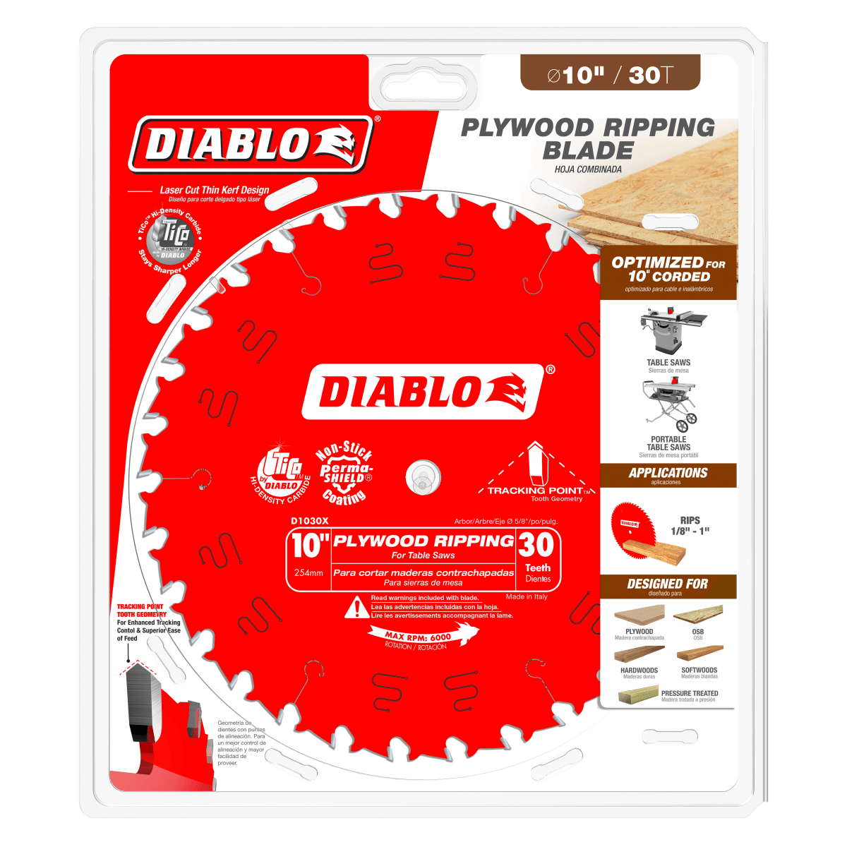 10" x 30 - Teeth Plywood Ripping Saw Blade - AAA Industrial Supply