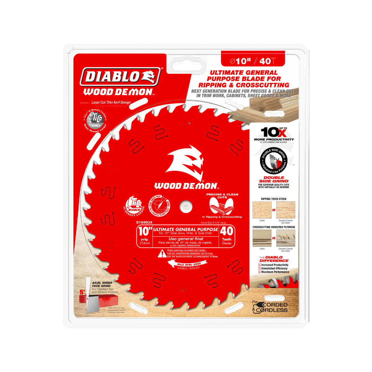 10" x 40 - Teeth Wood Demon™ Ultimate General Purpose Carbide Saw Blade for Wood - AAA Industrial Supply