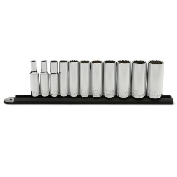 11 Piece 3/8" Drive 12 Point Deep SAE Socket Set - AAA Industrial Supply