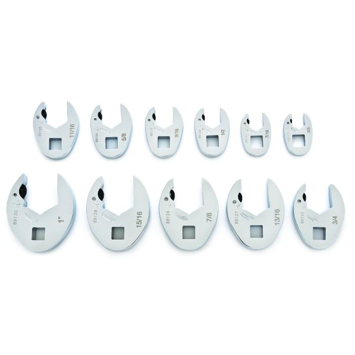 11 Piece 3/8" Drive Ratcheting Crowfoot SAE Wrench Set - AAA Industrial Supply