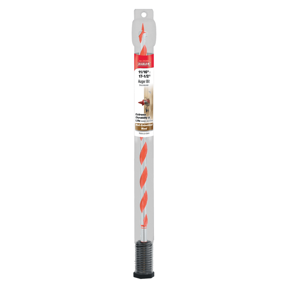 11/16" x 17 - 1/2" Auger Bit for Wood & Nail - Embedded Wood - AAA Industrial Supply