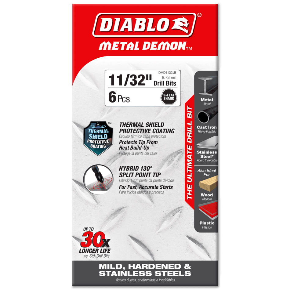 11/32" Metal Demon™ Drill Bits for Mild, Hardened and Stainless Steels - AAA Industrial Supply