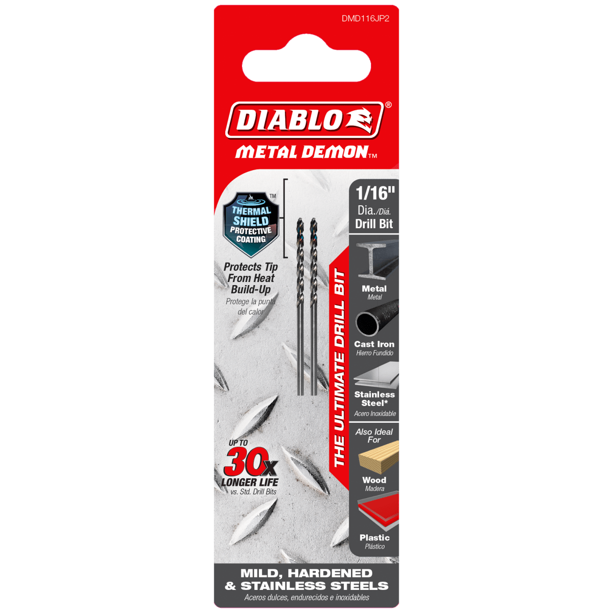 1/16" Metal Demon™ Drill Bits for Mild, Hardened and Stainless Steels (2 - pk) - AAA Industrial Supply
