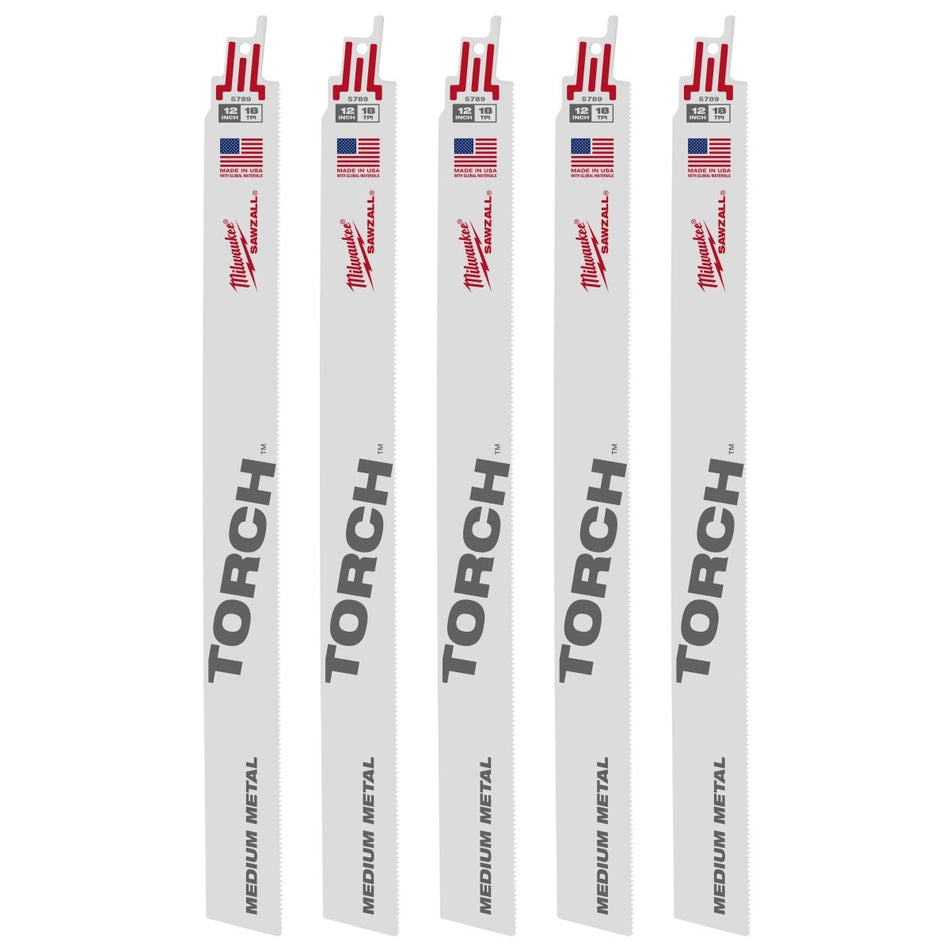 12" 18 TPI TORCH™ SAWZALL® Blade for Medium Metal (5 PK) - AAA Industrial Supply